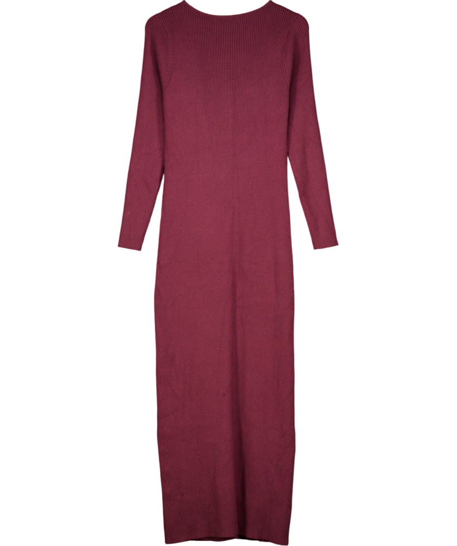 Abercrombie & Fitch Red Long-sleeve Button-through Maxi Sweater Dress UK XL