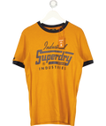 SUPERDRY Yellow Ac Ringer Workwear Graphic Short Sleeve T-shirt UK M