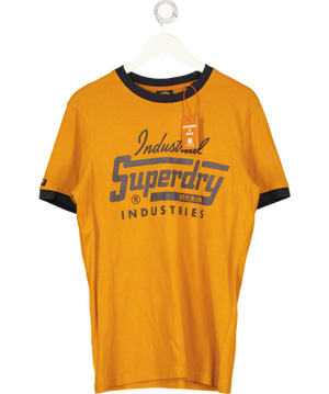 SUPERDRY Yellow Ac Ringer Workwear Graphic Short Sleeve T-shirt UK M