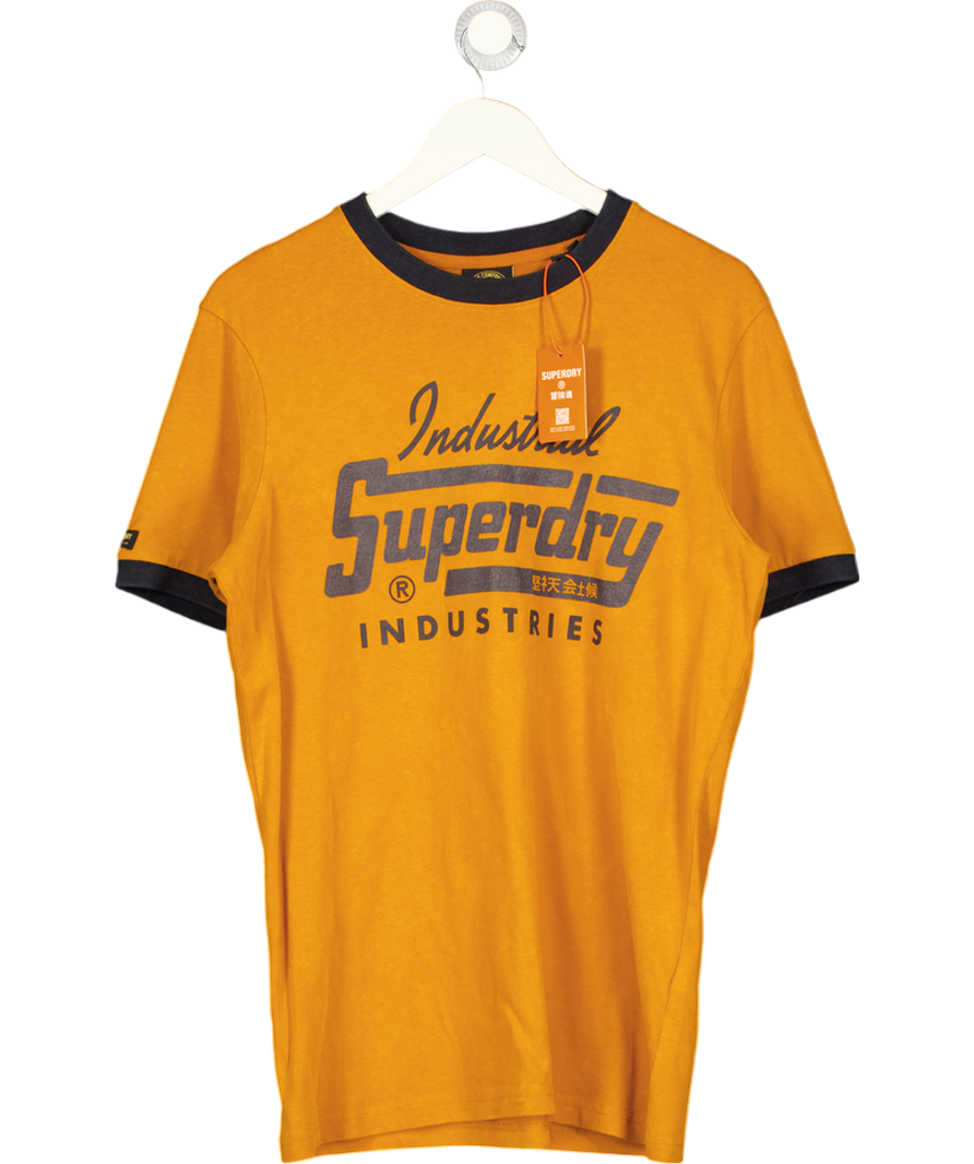 SUPERDRY Yellow Ac Ringer Workwear Graphic Short Sleeve T-shirt UK M