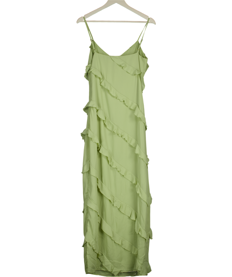 PRETTY LAVISH Green Nadine Ruffle Maxi Dress UK 10