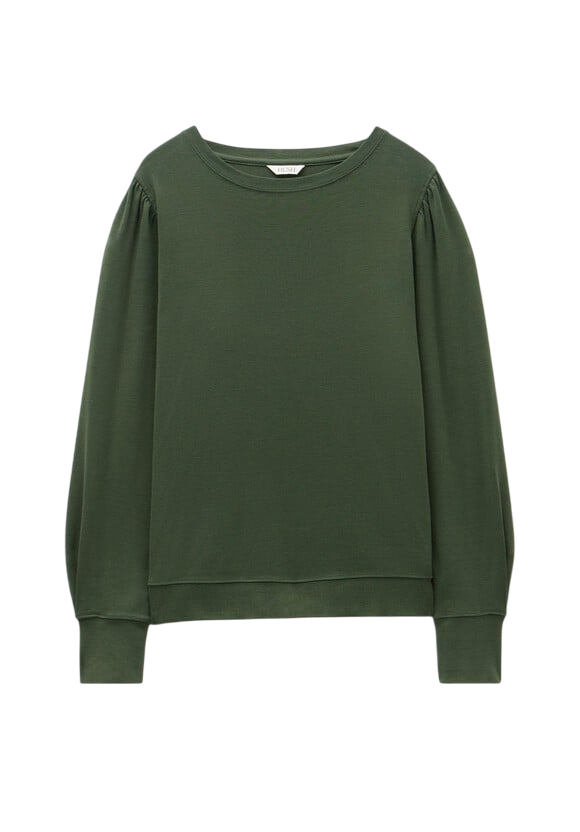 Hush Green Emily Super Soft 100% Cotton Puff Sleeve Jersey Top UK XS