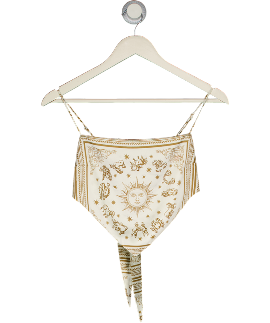 Danielle Bernstein Cream Astro Print Handkerchief Top UK XS