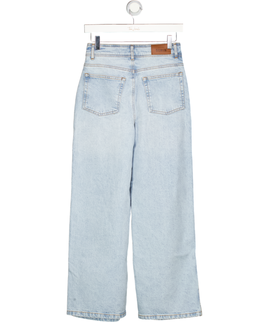 Sezane Bleach Blue High Rise Flare Le Crop Jeans UK 8