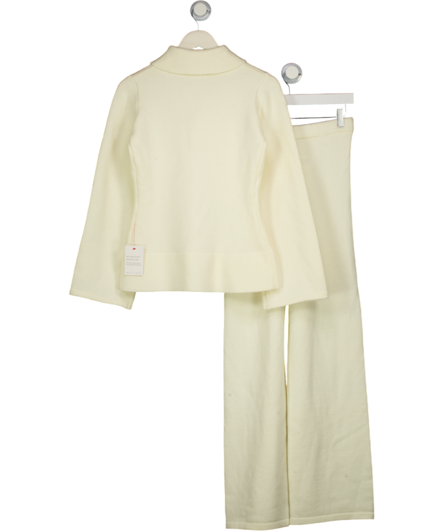 PRETTY LAVISH Cream 2-piece Ellice Collared Knitted Cardigan And Trouser Set UK XS