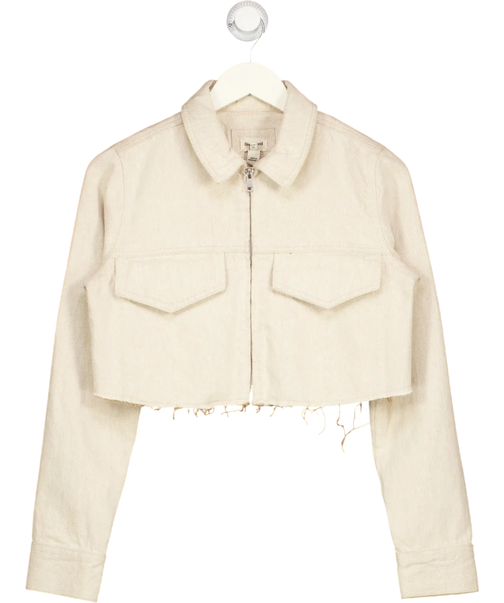 River Island Beige Cropped Jacket UK 4