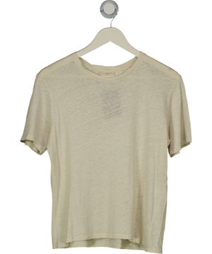 Sezane Cream Cotton Knit Classic T-shirt UK S