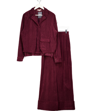 Mars the Label Red 3-piece Burgundy Velvet Loungewear Set UK S