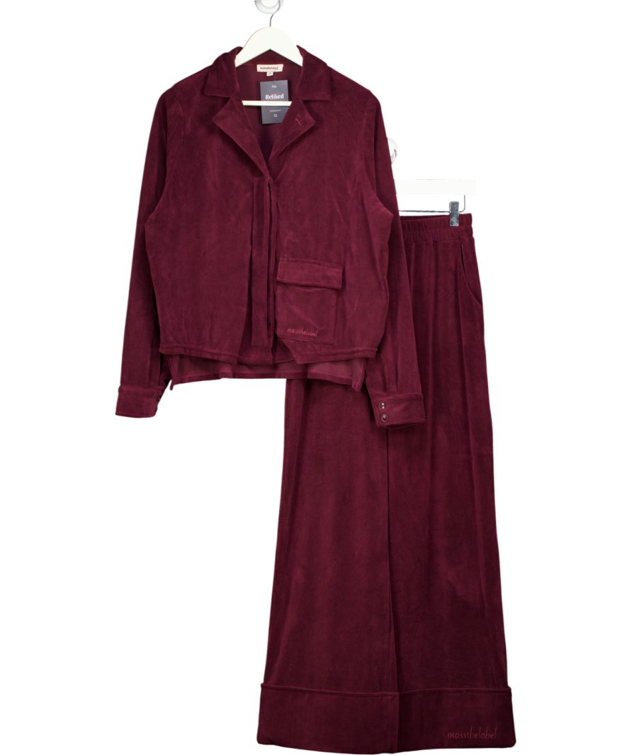 Mars the Label Red 3-piece Burgundy Velvet Loungewear Set UK S