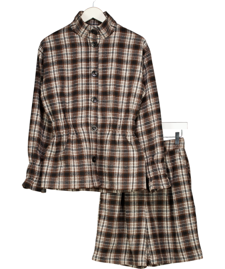 4th & Reckless 2-piece Brown Perry Funnel Neck Jacket & Longline Shorts Set UK 6