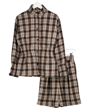 4th & Reckless 2-piece Brown Perry Funnel Neck Jacket & Longline Shorts Set UK 6