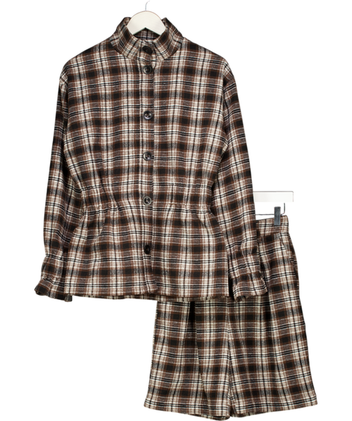 4th & Reckless 2-piece Brown Perry Funnel Neck Jacket & Longline Shorts Set UK 6