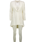 ALICE + OLIVIA Ivory White Leo Shawl-collar High-low Long Blazer UK S