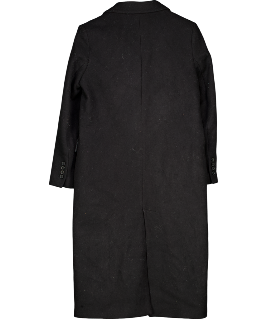 ZARA Black Fitted Button Trench Coat UK S