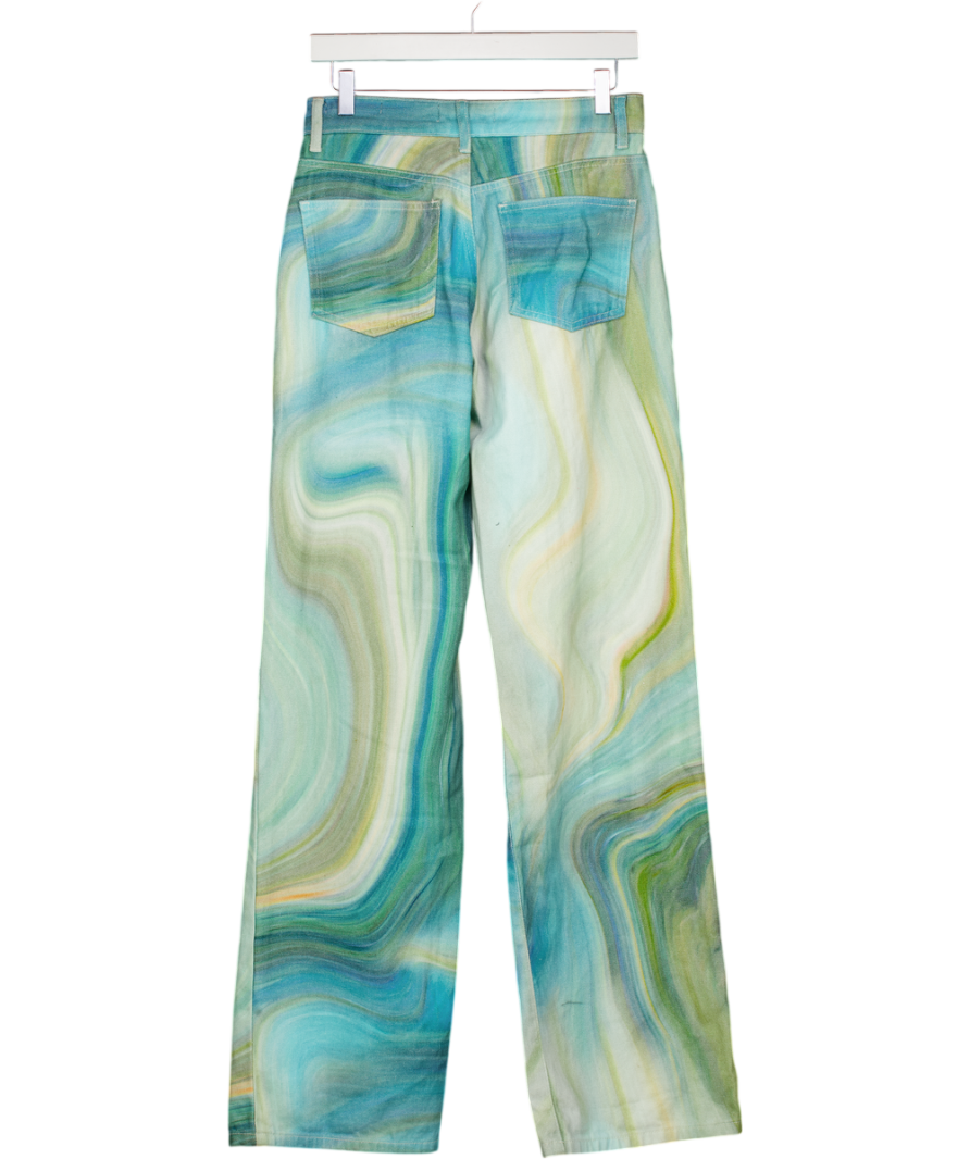 Jaded London Blue Marble Print Slouchy Boyfriend Fit Jeans W28