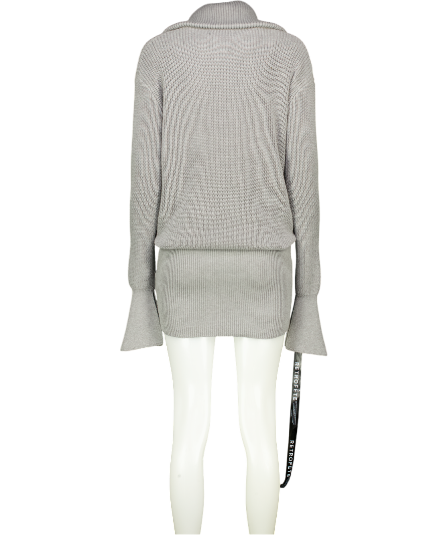 SEROYA Grey Katana Sweater Dress UK S