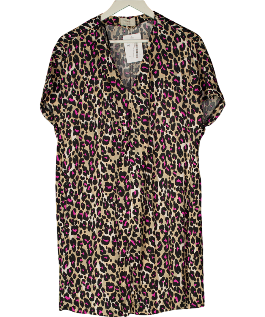 Hush Brown / Pink Leopard Print Dress UK 10