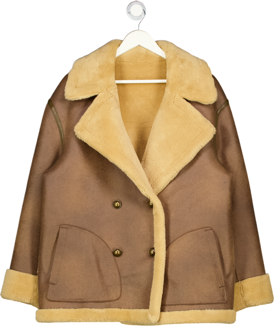 FREE  PEOPLE X We The Free Mari Reversible Coat In Tan / Cream Combo UK S