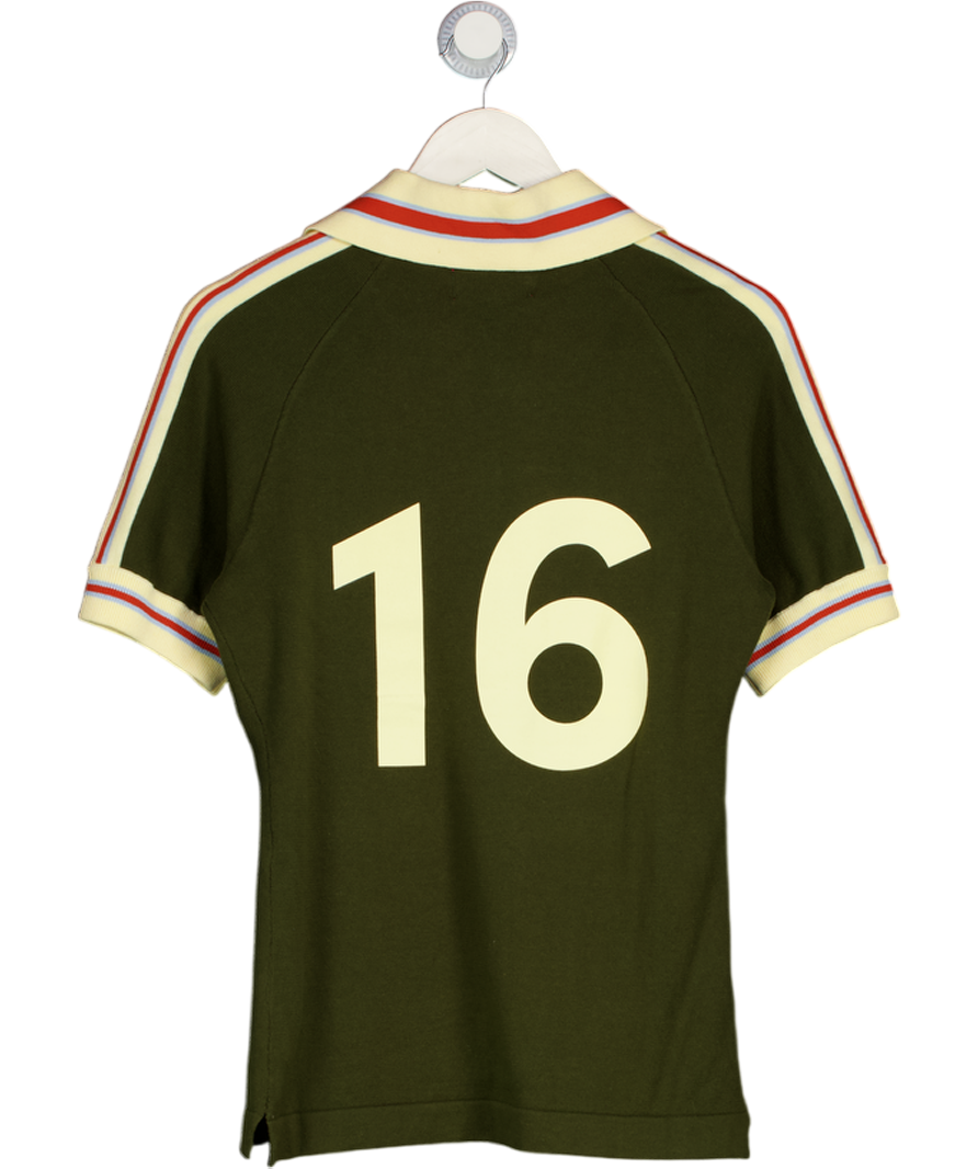 KAI COLLECTIVE Mita Vintage Style Knitted Logo Jersey - Khaki Green UK S