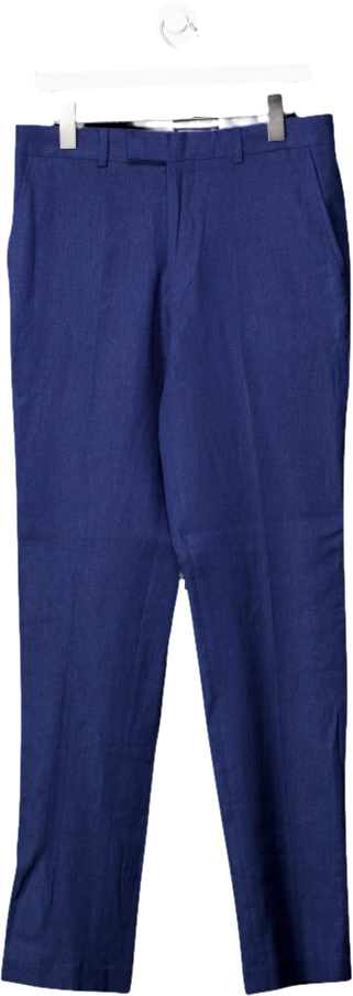French Connection Blue Slim Fit Linen Suit Trousers W32