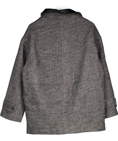 ASOS Grey Wool Blend Textured Jacket With Collar In Herringbone UK S