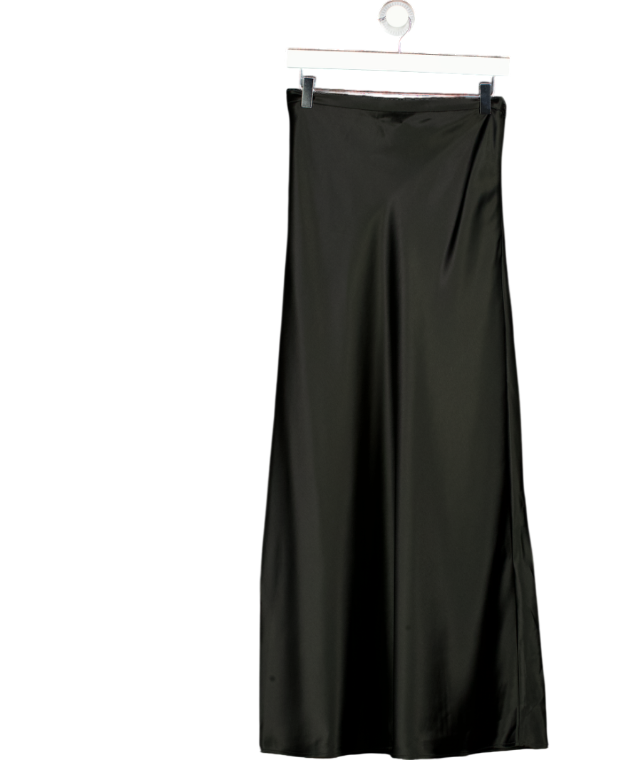 ALMADA LABEL Black Eni Satin Midi Slip Skirt UK S