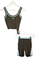 P.E Nation 2-piece Sports Bra And 5" Bike Shorts In Brown / Turquoise UK XS