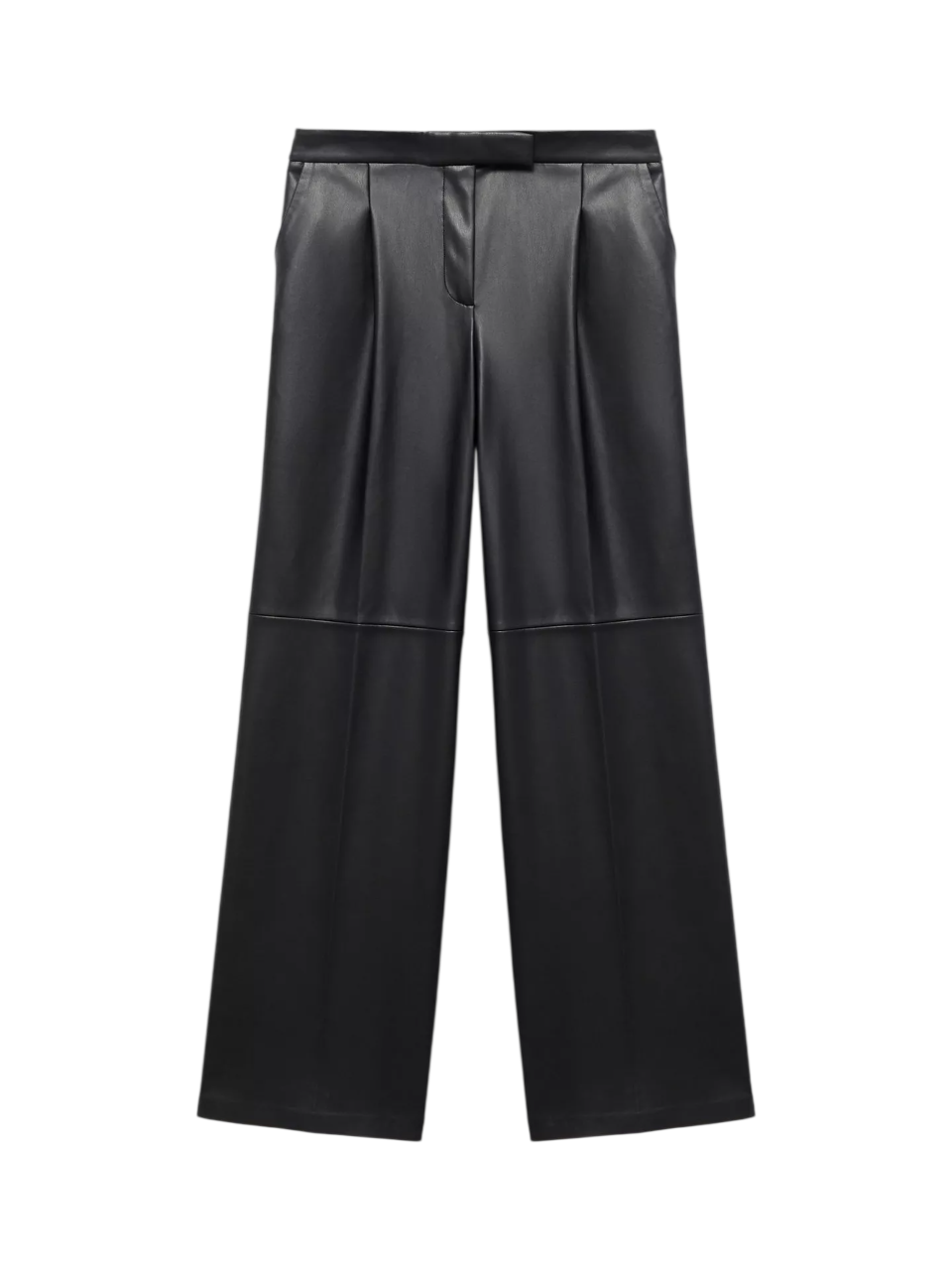 MANGO Riga Faux Leather Straight Tailored Trouser In Black UK 10