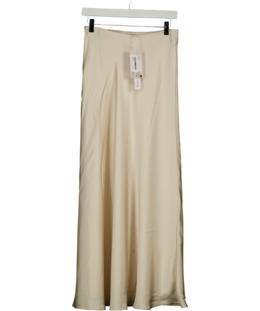 NA-KD Champagne Beige Satin Maxi Skirt UK 6