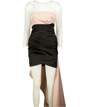 LAVISH ALICE Black / Nude Srape Detail Mini Dress UK 6