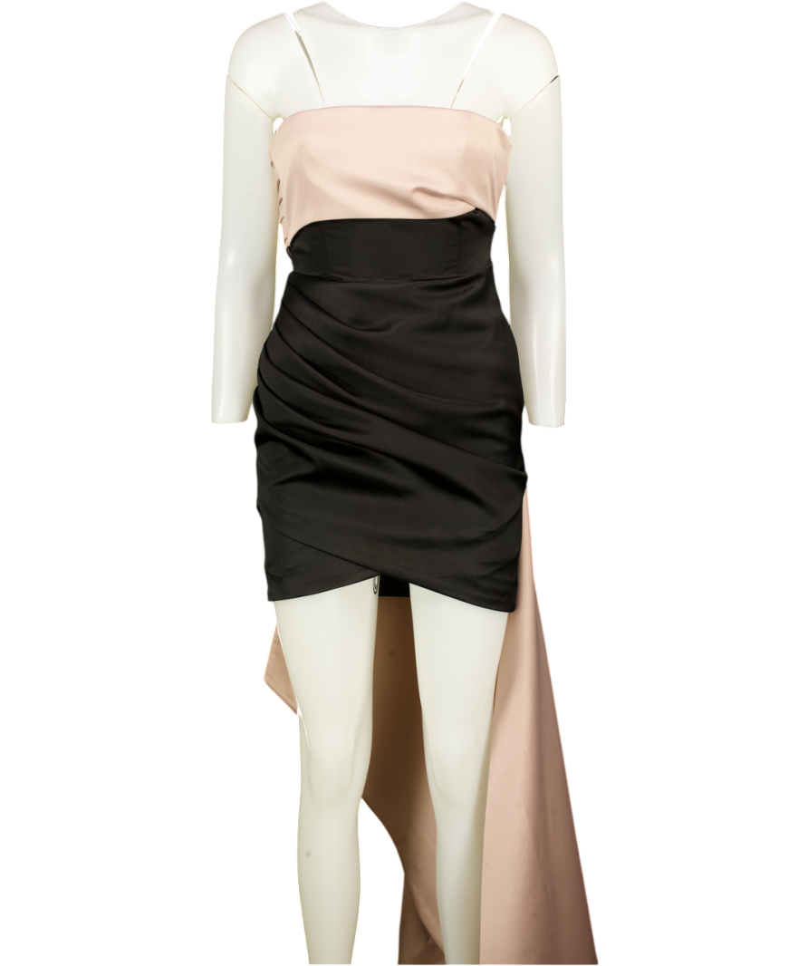 LAVISH ALICE Black / Nude Srape Detail Mini Dress UK 6