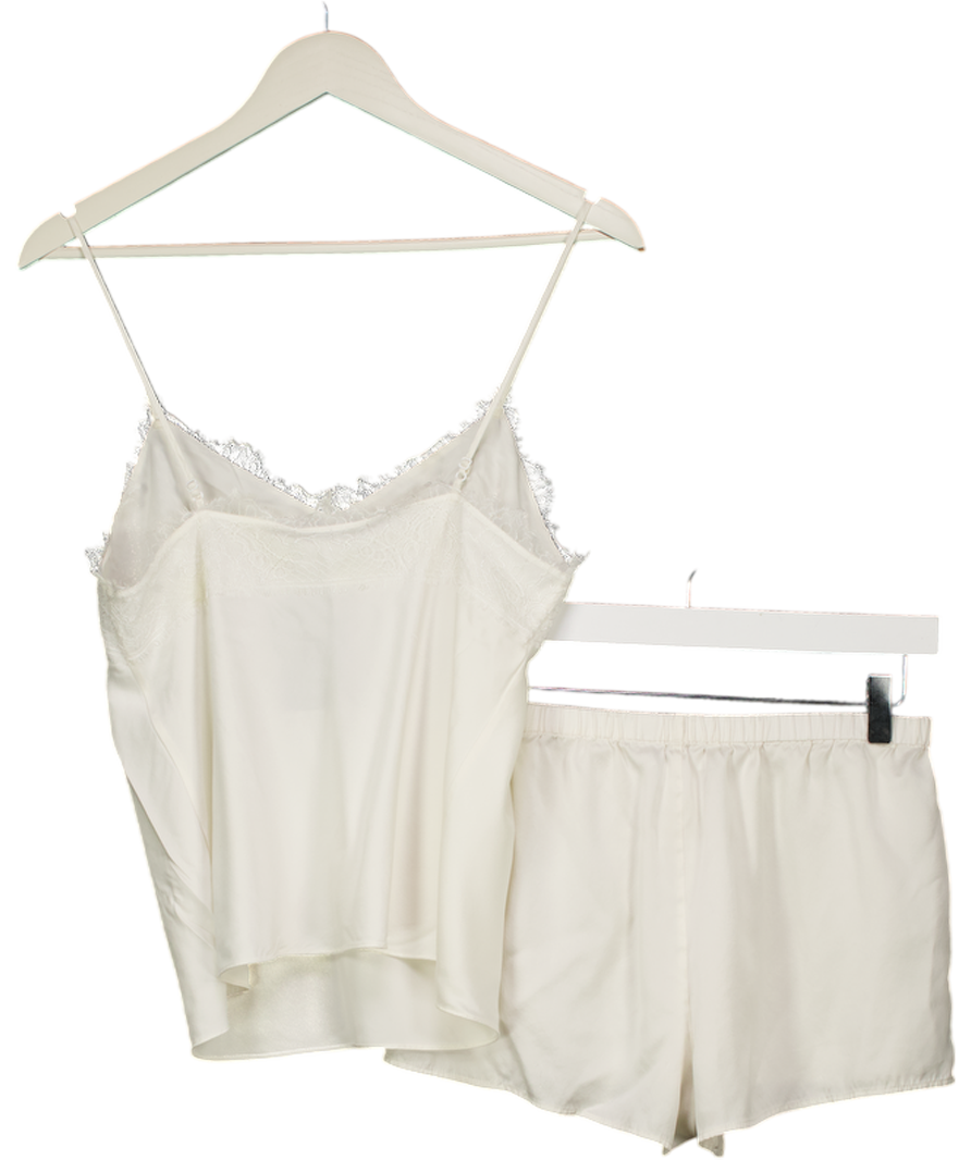THE WHITE COMPANY 100% Silk 2-piece Ivory. White Cami And Shorts Pyjama Set UK S