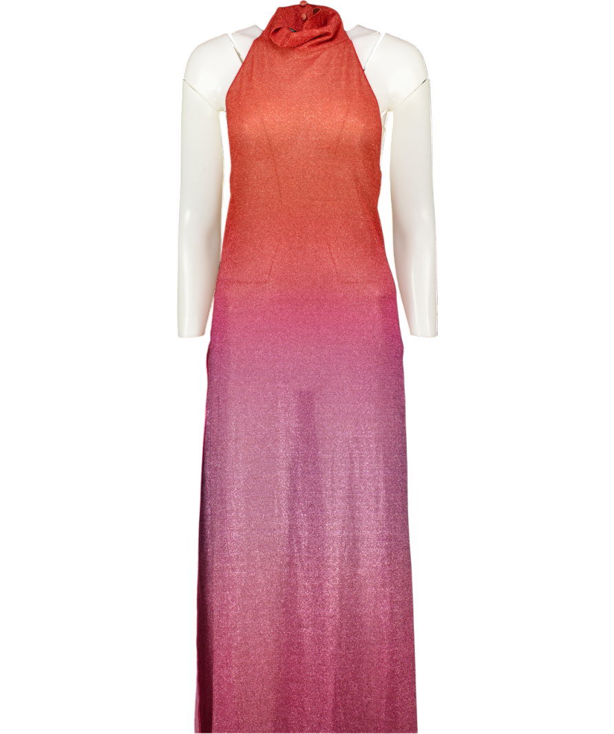 OSEREE Multicoloured Lumière Lamé Maxi Dress UK S