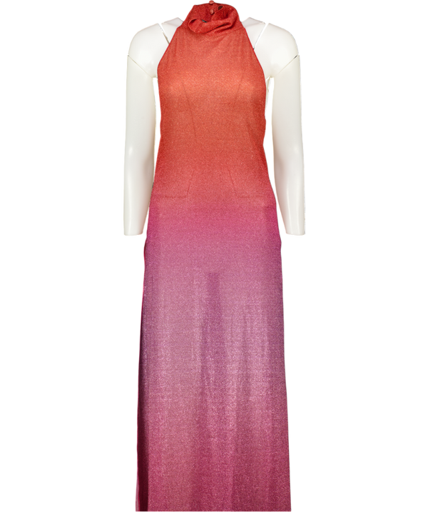 OSEREE Multicoloured Lumière Lamé Maxi Dress UK S