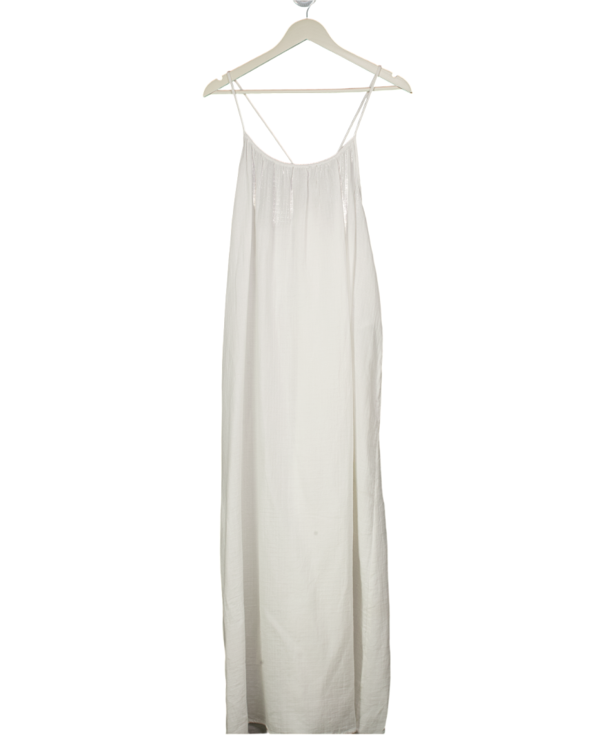 VILA White Organic Cotton Vilania Strap Maxi Dress UK 10