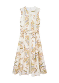 HOBBS Cream Uma Trimmed Paisley Print Linen Dress UK 8