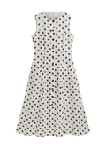 HOBBS Cream / Brown Carmen Linen Polka Dot Dress UK 8