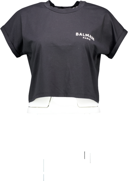 Balmain Black Locked-logo Cropped T-shirt UK XS