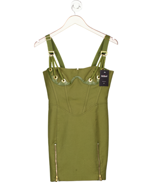 Dion Lee Green Corseted Gold Detail Mini Dress UK 10