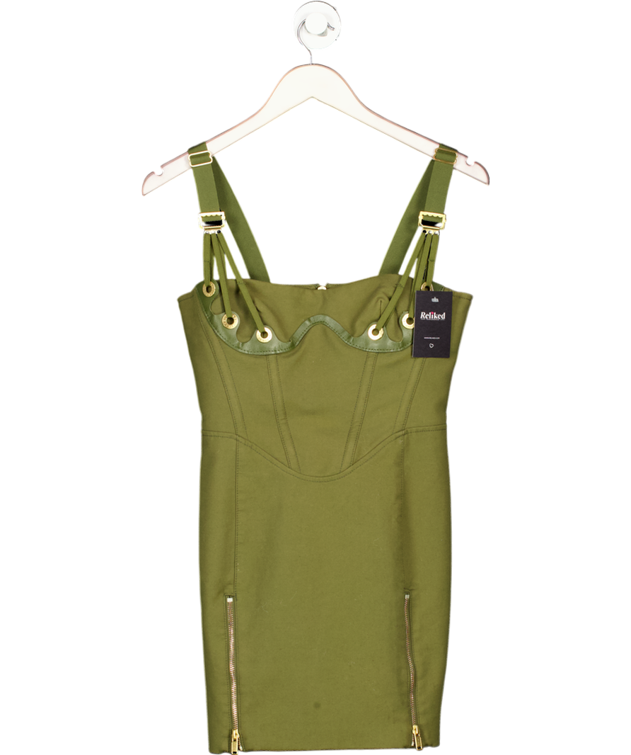 Dion Lee Green Corseted Gold Detail Mini Dress UK 10