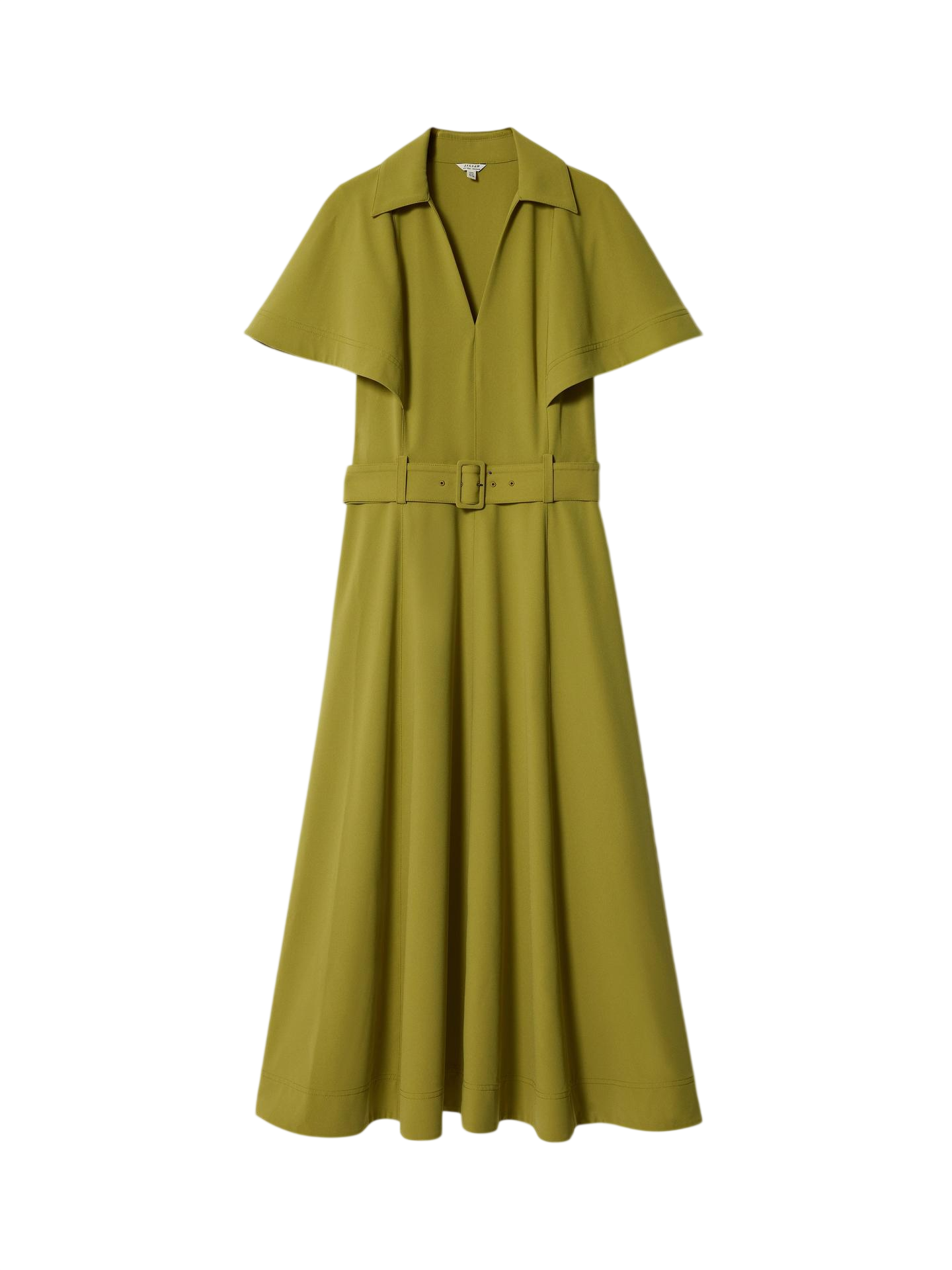 JIGSAW Belted Cap Sleeve Shirt Dress, Green UK 10