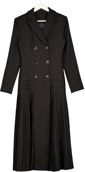 COMMENSE Black Pleated Skirt Blazer Maxi Dress UK S