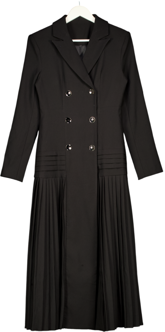 COMMENSE Black Pleated Skirt Blazer Maxi Dress UK S