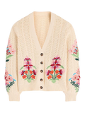 BODEN Cream Relaxed Cotton Cardigan, Cream/multi UK M