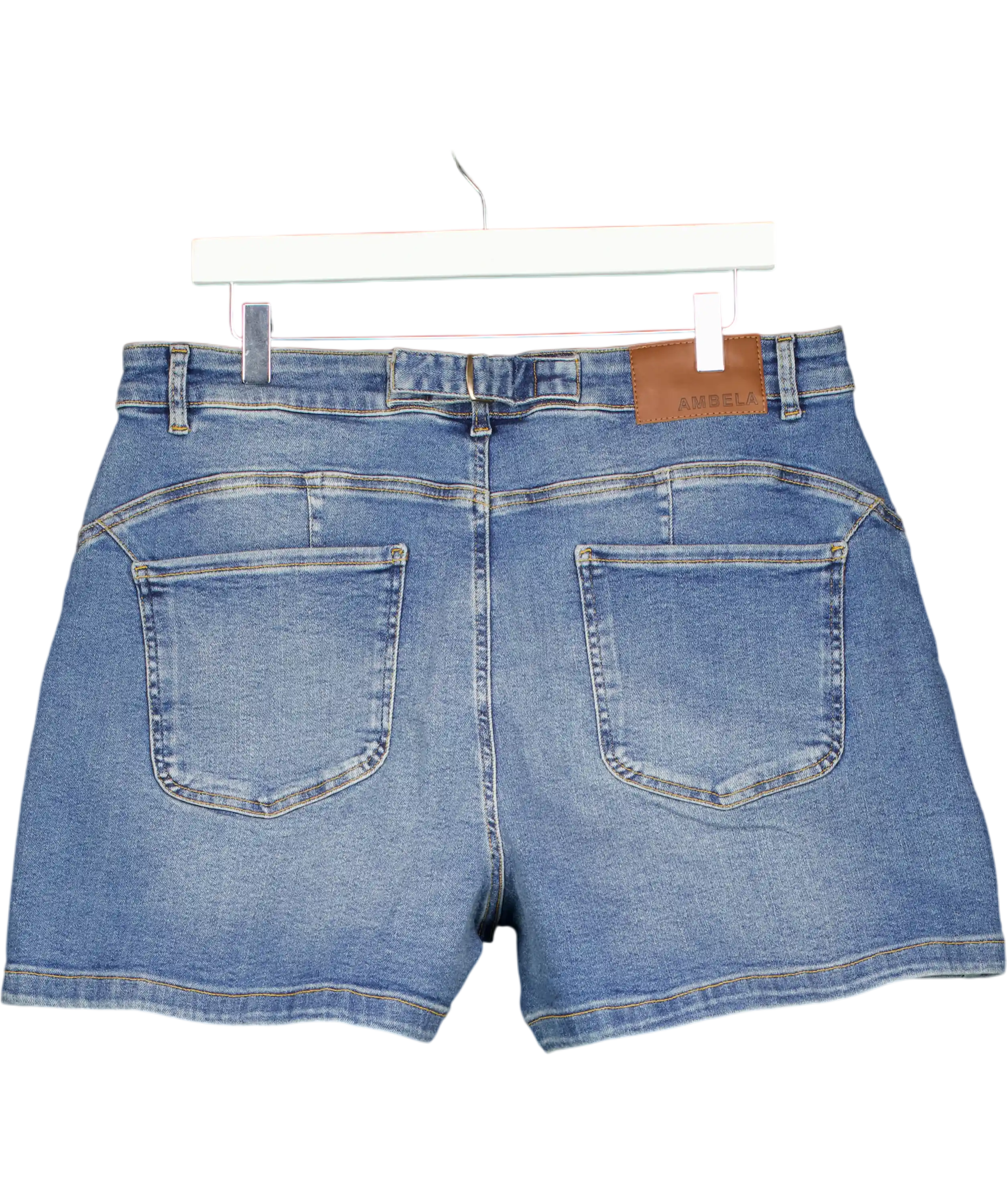 Ambela Blue Stretch Raw Hem Shorts UK 18