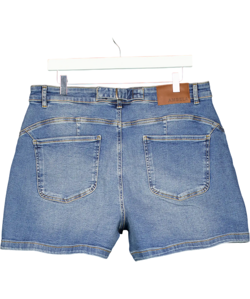 Ambela Blue Stretch Raw Hem Shorts UK 18