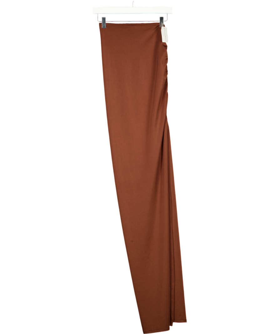 ANTONIA BRONZE LONDON Brown Ruched Side Maxi Skirt UK S