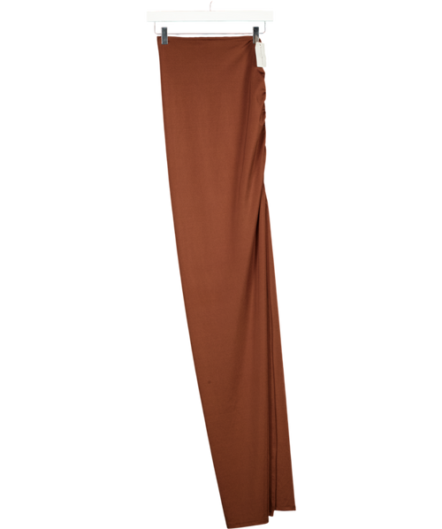 ANTONIA BRONZE LONDON Brown Ruched Side Maxi Skirt UK S
