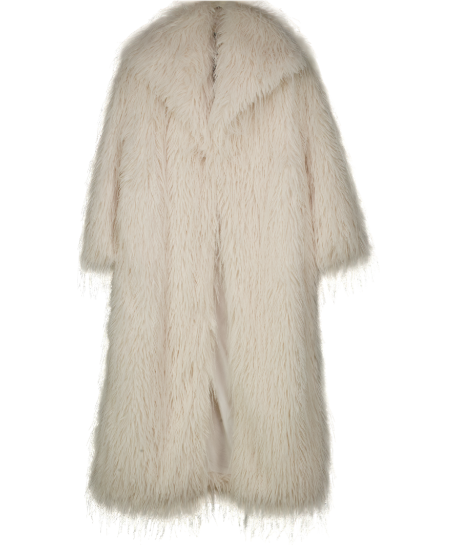 River Island White Faux Fur Maxi Coat UK M