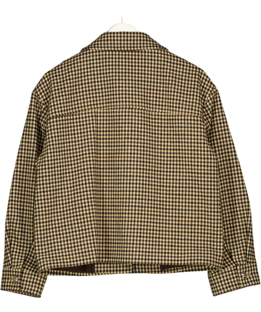 M&S Brown Checked Collared Short Jacket UK 10